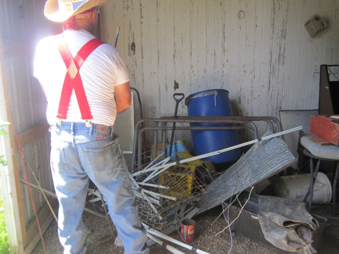 Ed checking his scrap 