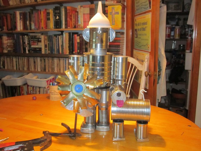 tin man, dog and flower